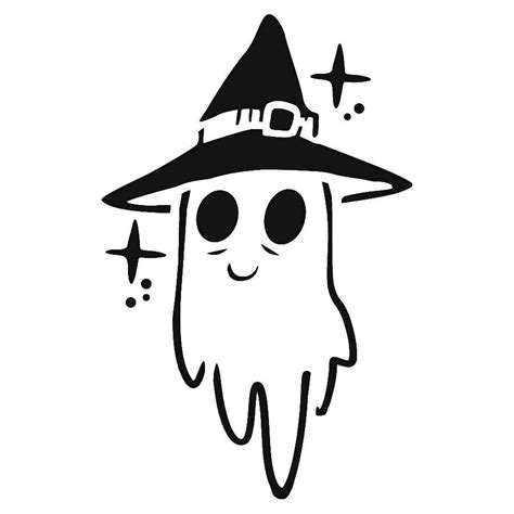 Inked ghost wearing a witch hat